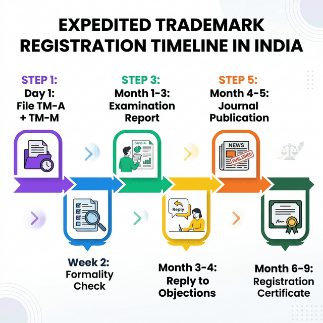 Expedited trademark registration timeline India step by step